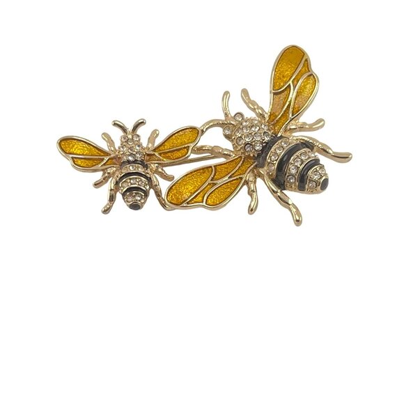 Vintage Napier Bee Brooch Pin With Rhinestone Accents and Enamel Wings - Picture 3 of 8